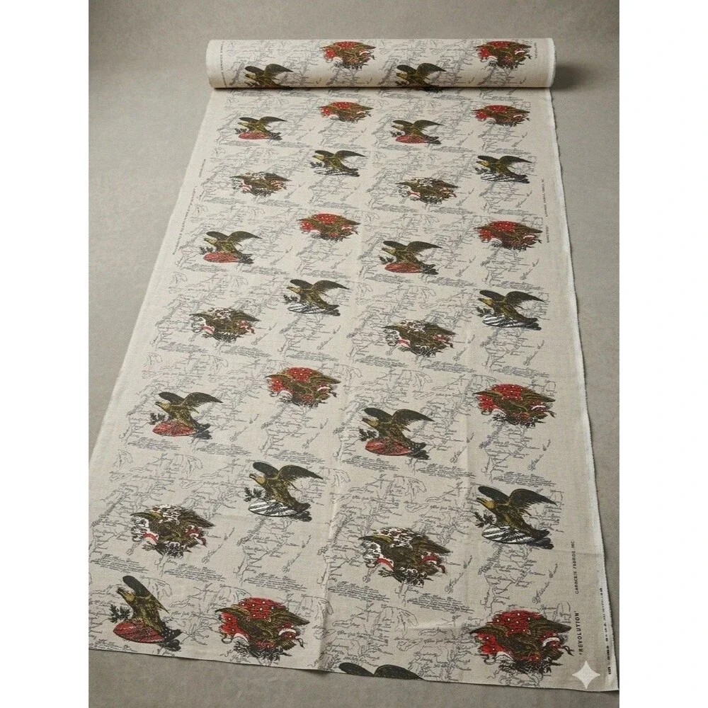Carnegie Fabrics Hand Printed Age Of Man American Revolution Semiquincentennial